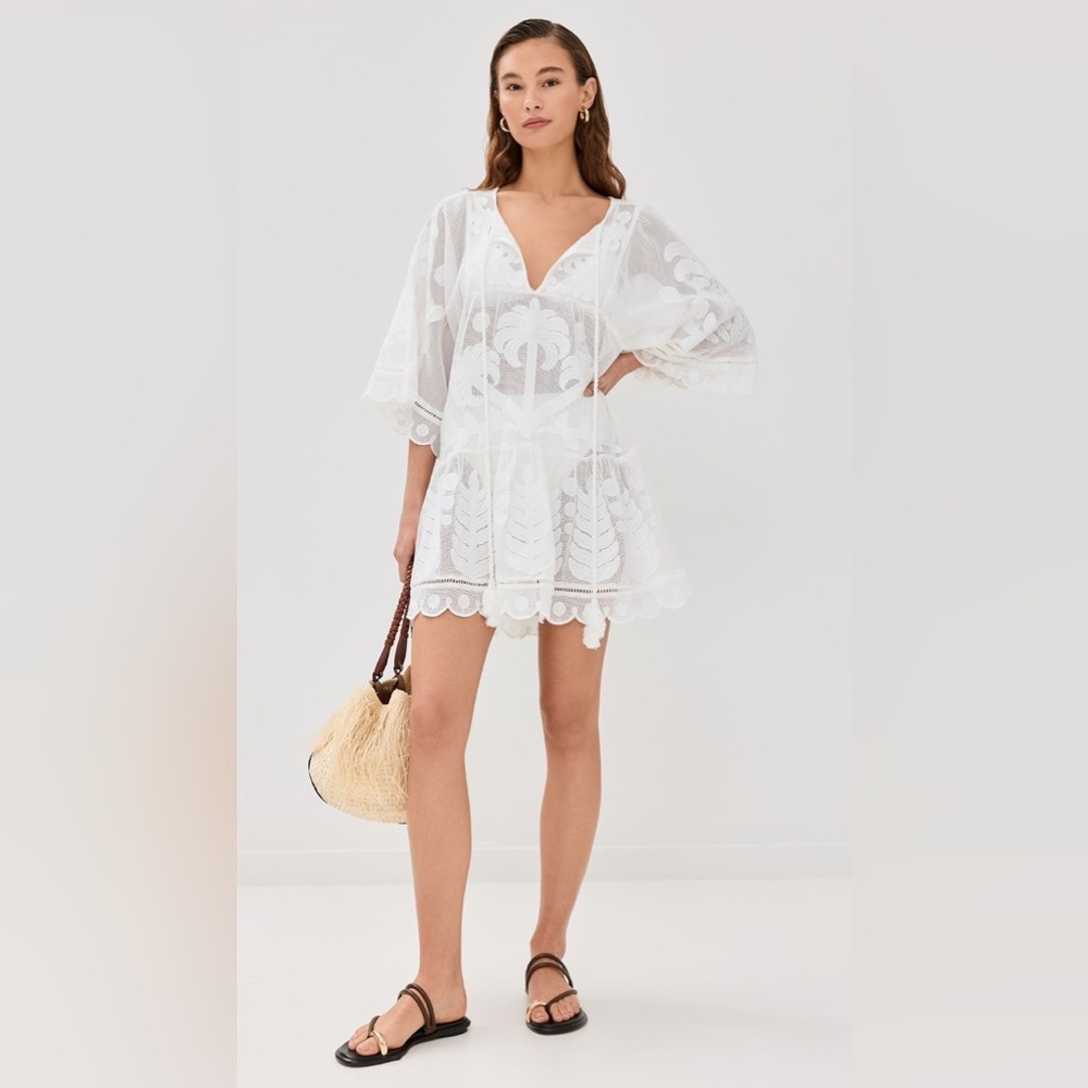 NWT Farm Rio Palm Tree Cutwork White Dress - Picture 3 of 9